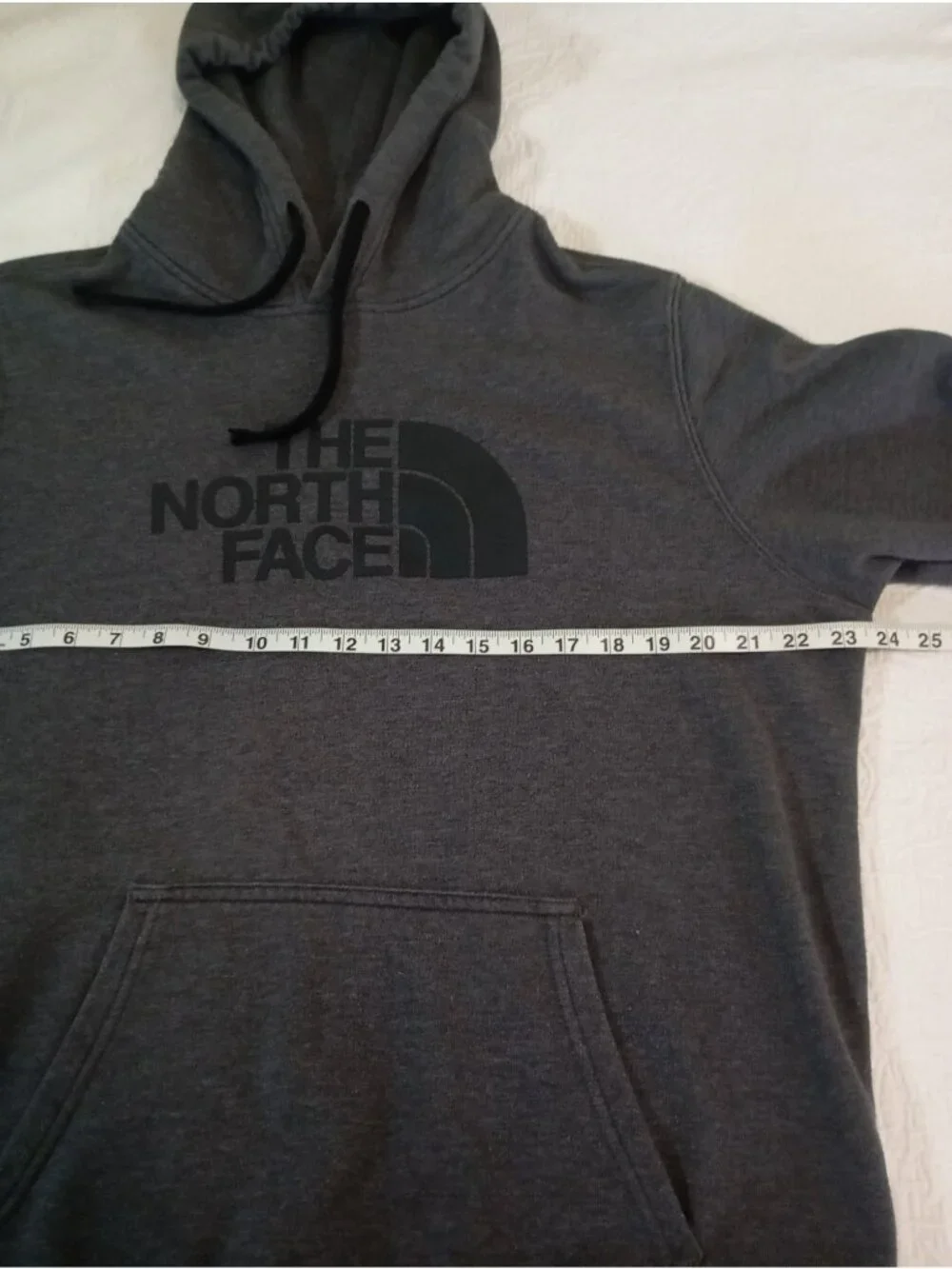 The North Face Gray Pullover Hoodie Black Logo Graphic Drawstring Hood Mens XL